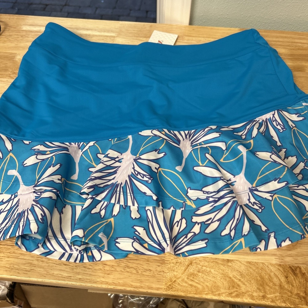 Swingdish Women Golf Skort XL East Hampton Brooklyn Peacock Blue Floral WS018-21